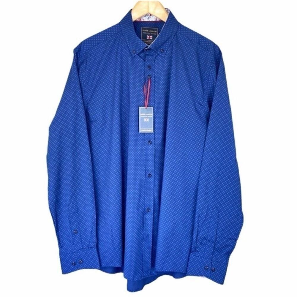 Guide London Blue Print Premium Button Shirt XL